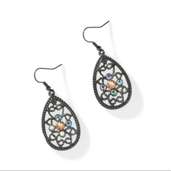 Park Lane Encore Earrings 🆕 Hematite Aurora Borealis - Picture 2 of 13